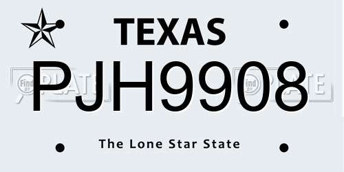 PJH9908 Texas License Plate