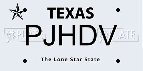 PJHDV Texas License Plate