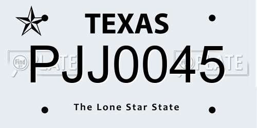 PJJ0045 Texas License Plate
