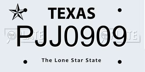 PJJ0909 Texas License Plate