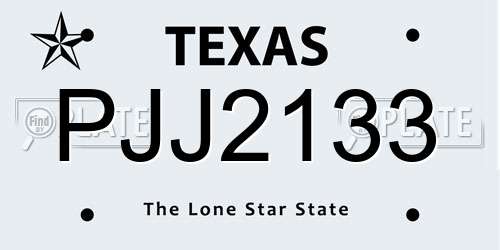 PJJ2133 Texas License Plate