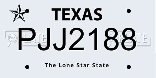 PJJ2188 Texas License Plate