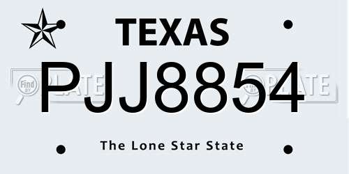 PJJ8854 Texas License Plate