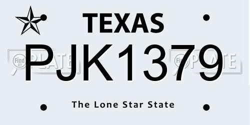 PJK1379 Texas License Plate