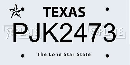 PJK2473 Texas License Plate