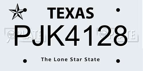 PJK4128 Texas License Plate