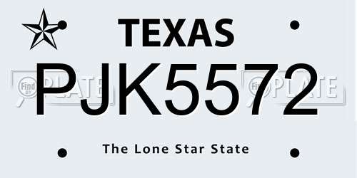PJK5572 Texas License Plate