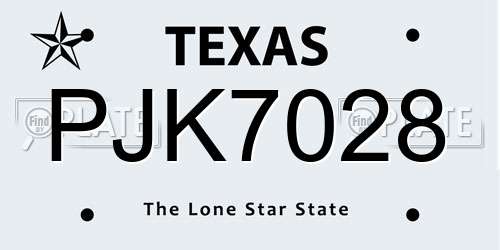 PJK7028 Texas License Plate