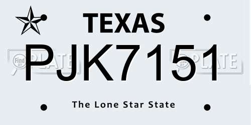 PJK7151 Texas License Plate