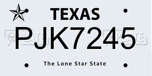 PJK7245 Texas License Plate