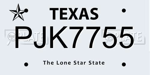 PJK7755 Texas License Plate