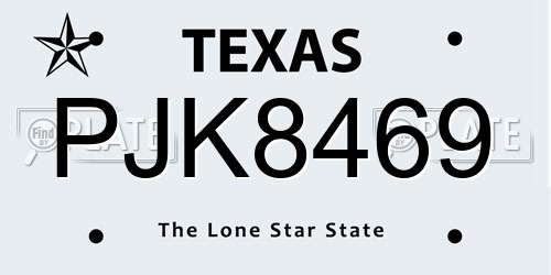 PJK8469 Texas License Plate