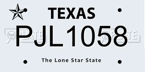 PJL1058 Texas License Plate