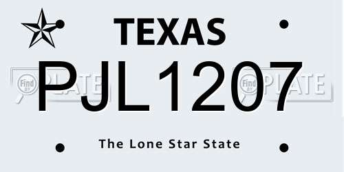 PJL1207 Texas License Plate