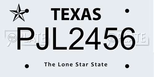 PJL2456 Texas License Plate