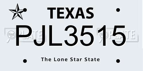 PJL3515 Texas License Plate