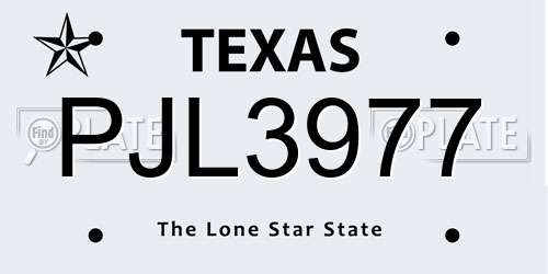 PJL3977 Texas License Plate