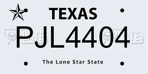 PJL4404 Texas License Plate
