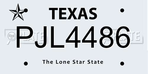 PJL4486 Texas License Plate