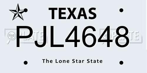 PJL4648 Texas License Plate