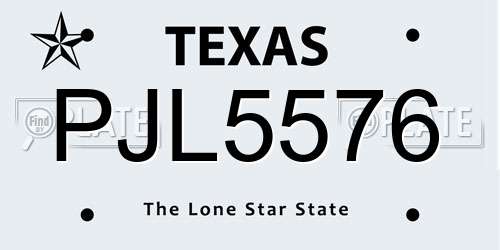 PJL5576 Texas License Plate