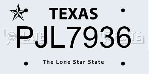 PJL7936 Texas License Plate