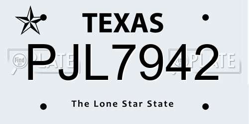 PJL7942 Texas License Plate