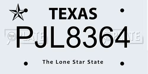 PJL8364 Texas License Plate
