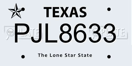 PJL8633 Texas License Plate