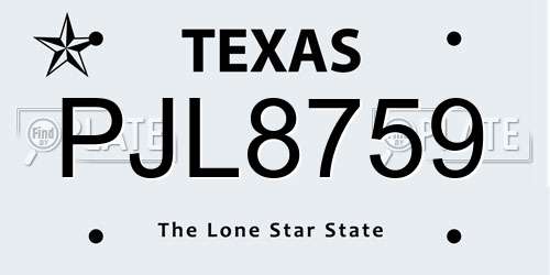 PJL8759 Texas License Plate