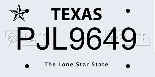 PJL9649 Texas License Plate