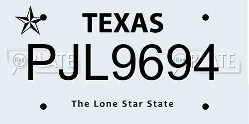 PJL9694 Texas License Plate