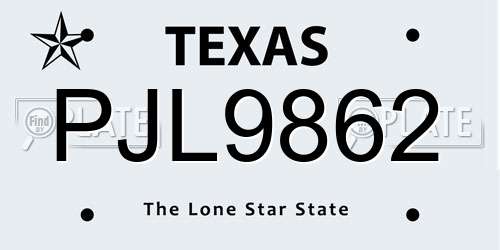 PJL9862 Texas License Plate
