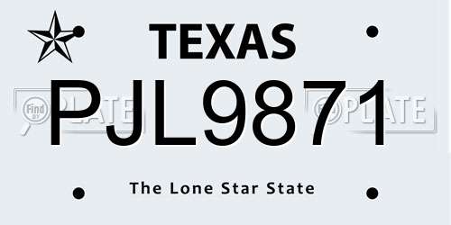 PJL9871 Texas License Plate
