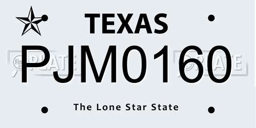 PJM0160 Texas License Plate