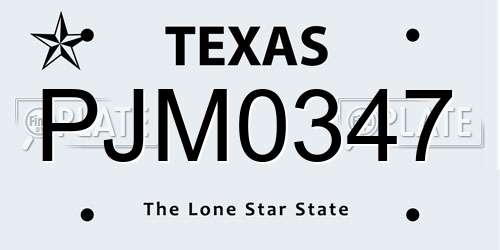 PJM0347 Texas License Plate