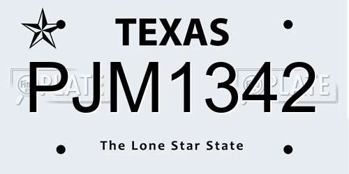 PJM1342 Texas License Plate