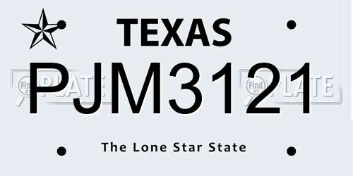 PJM3121 Texas License Plate
