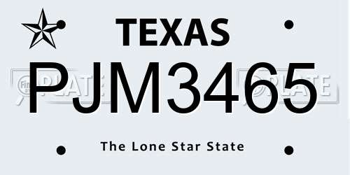 PJM3465 Texas License Plate