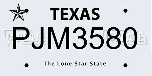 PJM3580 Texas License Plate
