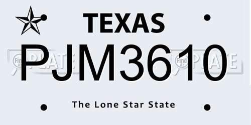 PJM3610 Texas License Plate