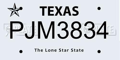 PJM3834 Texas License Plate