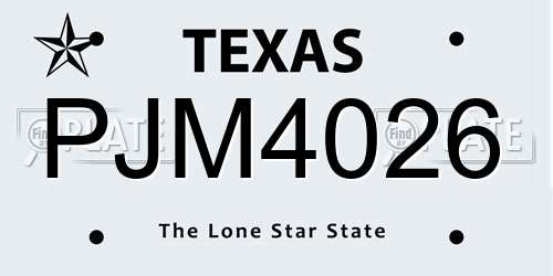 PJM4026 Texas License Plate