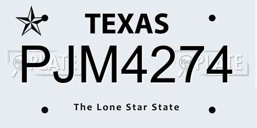 PJM4274 Texas License Plate