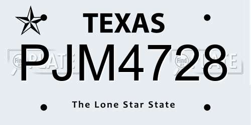 PJM4728 Texas License Plate