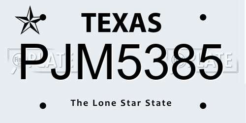 PJM5385 Texas License Plate