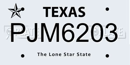 PJM6203 Texas License Plate