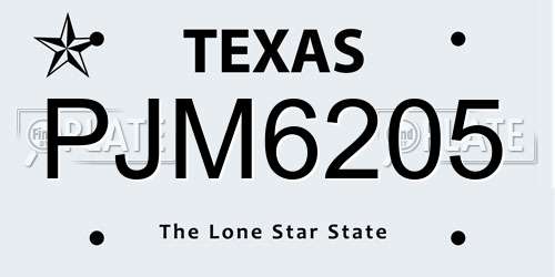 PJM6205 Texas License Plate