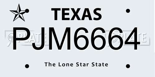 PJM6664 Texas License Plate