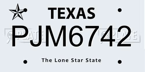 PJM6742 Texas License Plate